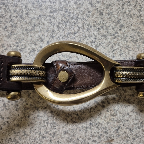 Accessories - Elegant Brown Belt with Gold Accents